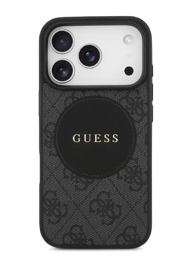 Guess MagSafe 4G PU Leather Case with Round Patch & Classic Logo for iPhone 17 Pro - Black - Image 5